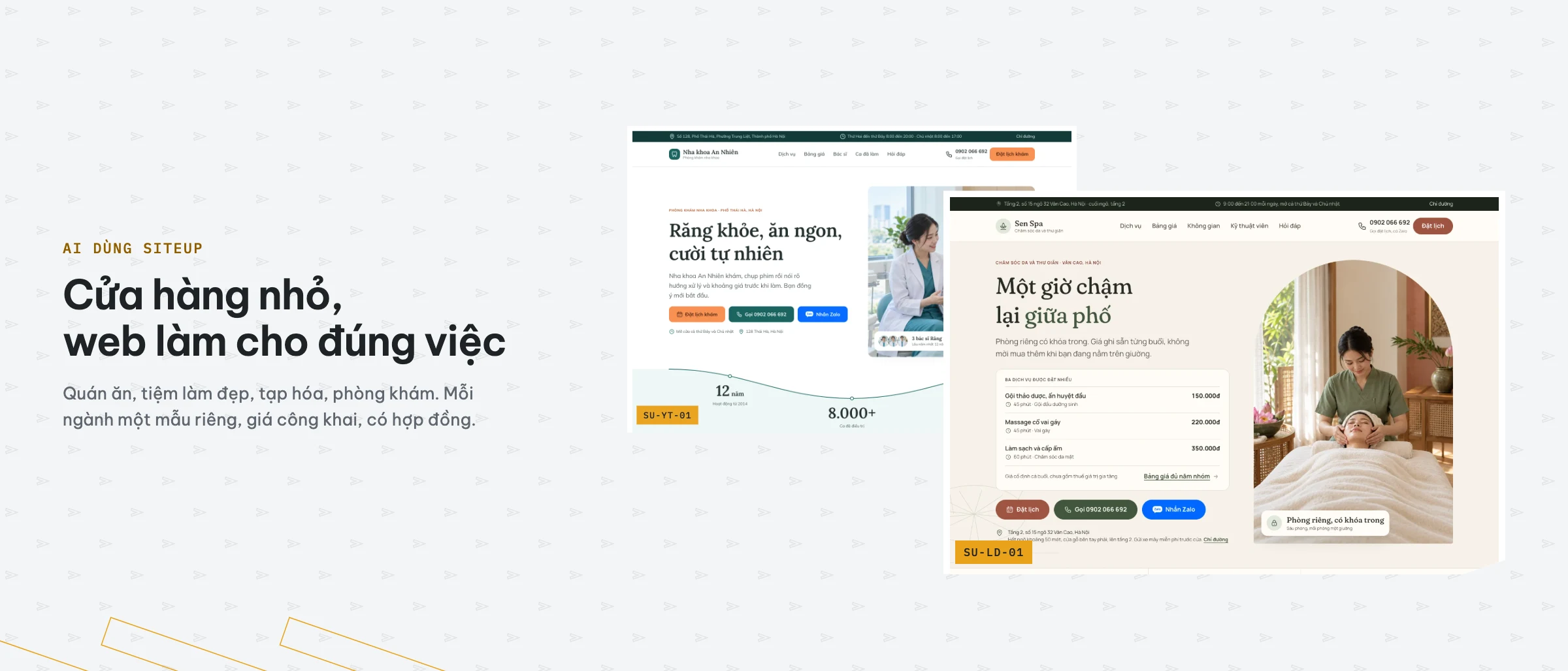 Mặt tiền một cửa hàng nhỏ, kiểu khách hàng SiteUp phục vụ
